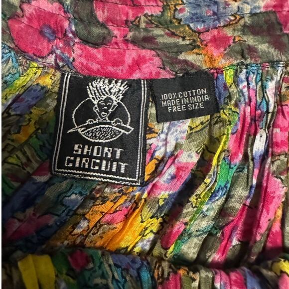 Short Circuit Vintage Floral Drawstring Midi Skirt One-Size Multicolor Flowy - Picture 4 of 6